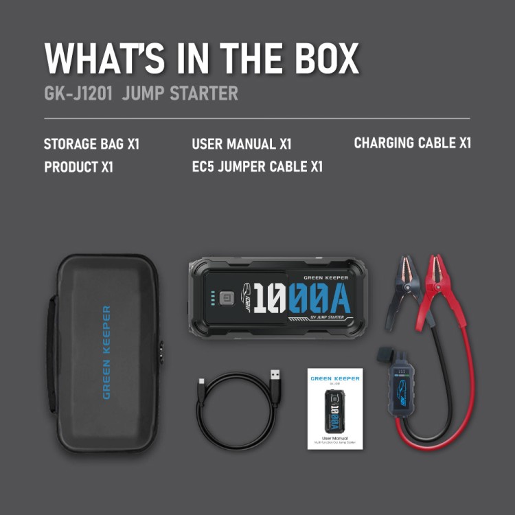 Booster GK-J1201 Portable Jump Starter 1000A-uk 